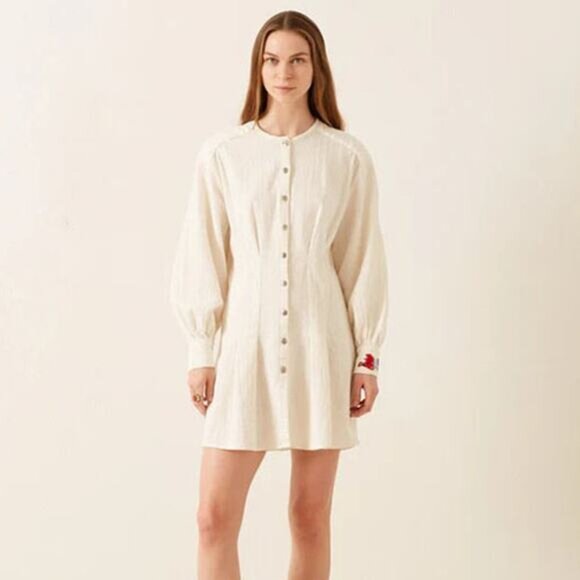 NWT Alix of Bohemia Quincy Sun Snow Mini Dress in Cream Snow Size: Large - Picture 1 of 9